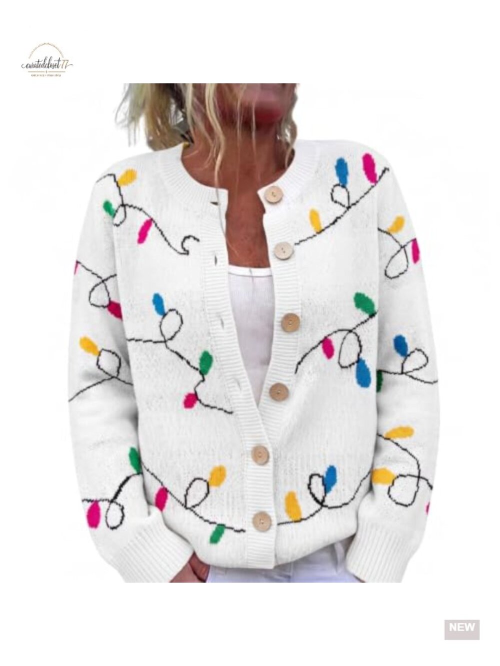 Womens Christmas Knit Cardigan Button Down Long Sleeve Sweater